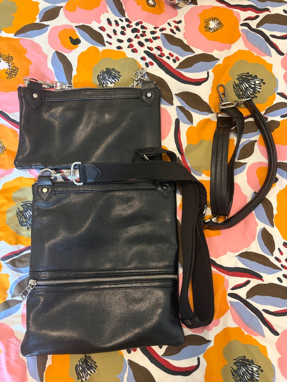 Nella Bella - Black Vegan Leather Crossbody Bag